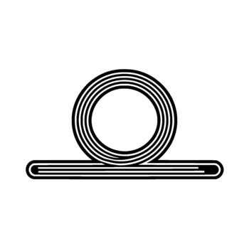 A minimalist featuring concentric circles forming a loop with parallel lines below vector