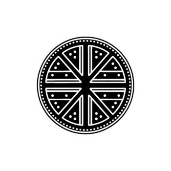 minimalista ilustración de un estilizado segmentario agrios Fruta rebanada con decorativo punto modelo y geométrico líneas vector