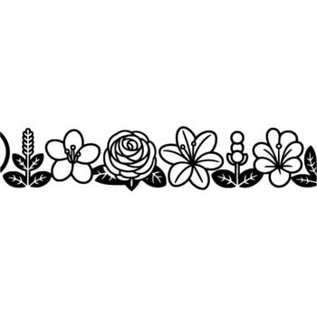 un sin costura frontera presentando un repitiendo modelo de estilizado floral elementos incluso un Rosa lirio y resumen flores vector