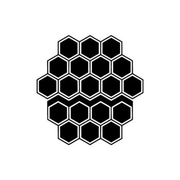 A striking illustration featuring a geometric honeycomb pattern with an irregular dividing line creating two distinct rows of hexagonal cells vector