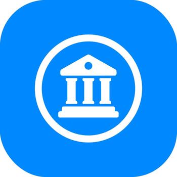 sencillo plano estilo edificio dentro circulo icono en azul redondeado cuadrado vector