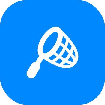 Simple Line Art Net Icon on Blue Rounded Square Button vector