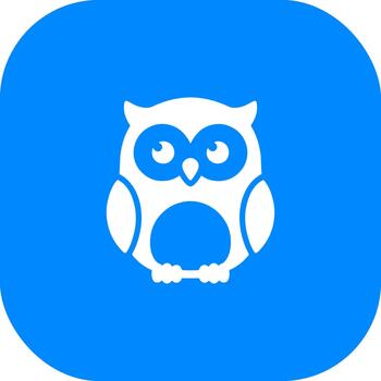 minimalista plano diseño búho icono en redondeado cuadrado forma botón vector