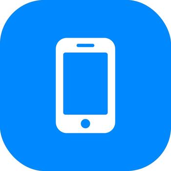 moderno sencillo plano estilo teléfono inteligente icono en azul redondeado cuadrado antecedentes vector