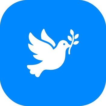 Flat Isolated Dove with Olive Branch Icon Symbol on Rounded Square vector