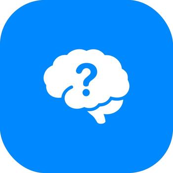Minimalist Style Brain with Question Mark Symbol on Blue Background Icon vector