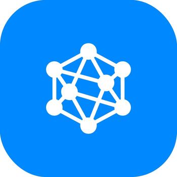 Minimalist Line Connected Node Structure Element on Blue Rounded Square Icon vector