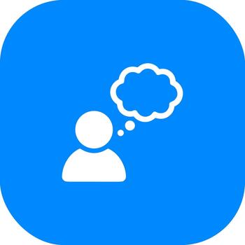 sencillo plano persona con pensando burbuja icono en redondeado cuadrado antecedentes vector