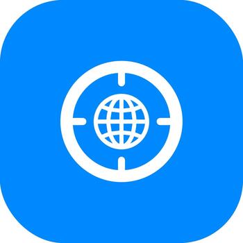 plano blanco objetivo globo con puntería retículo icono en azul antecedentes vector