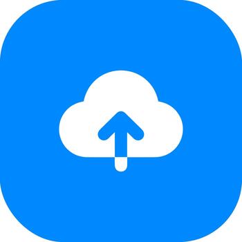 sencillo plano estilo subir nube informática redondeado cuadrado forma icono vector