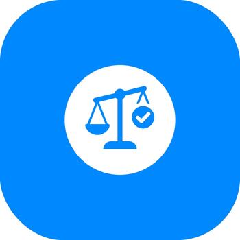 Flat Icon Design Balance Scale Checkmark Symbol Verification Process Concept vector