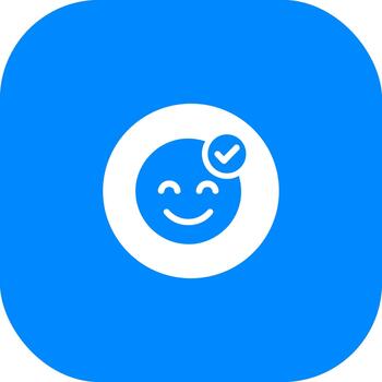 sencillo plano sonriente cara con cheque marca notificación social medios de comunicación icono vector