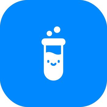 minimalista sencillo prueba tubo con sonriente cara plano icono estilo diseño vector