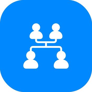 Modern Flat Hierarchy Diagram Organization Chart Icon on Blue Rounded Background vector