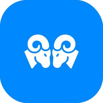 Simple Minimalist Ram Head Twins with Rounded Square Shape Icon vector