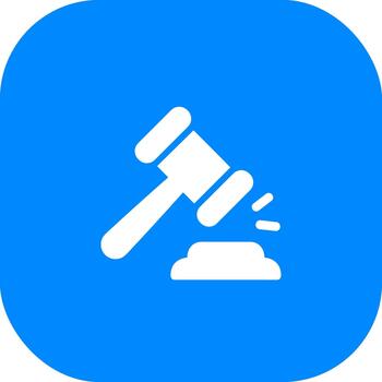 Modern Flat Style Gavel Icon on Rounded Square Shape Element vector