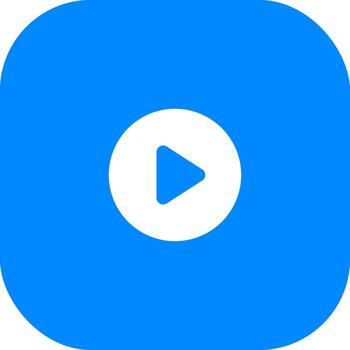 moderno redondeado cuadrado jugar botón icono en azul y blanco vector