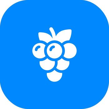 minimalista estilo uva racimo icono con redondeado azul antecedentes forma vector