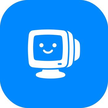 Simple Flat Retro Computer Monitor with Smiley Face Icon vector