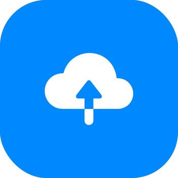 Modern Flat Design Cloud Upload Sign Shape Icon in Blue Square vector