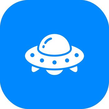 sencillo línea Arte extraterrestre astronave icono en redondeado azul cuadrado antecedentes vector