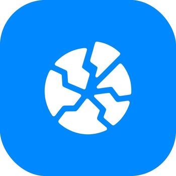 sencillo plano roto circulo con grieta elemento icono en azul antecedentes vector