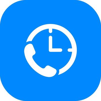 moderno plano estilo hora llamada centrar icono forma en azul antecedentes vector