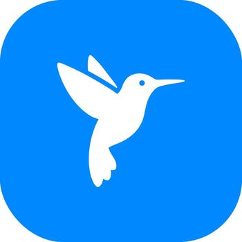 Simple Flat Style Hummingbird Icon on Rounded Square Background vector