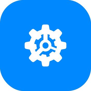 sencillo estilo redondeado cuadrado engranaje ajuste blanco icono en azul antecedentes vector