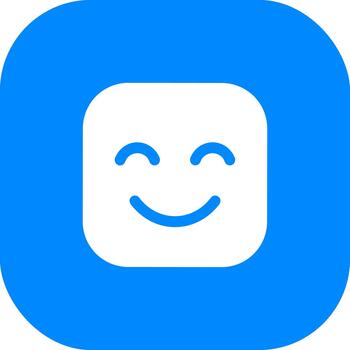 Simple Flat Square Shape Smiley Face Expression Icon with Blue Background vector