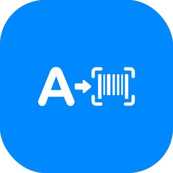 Flat Conversion Alphabet to Barcode Rounded Square Information Sign Icon vector
