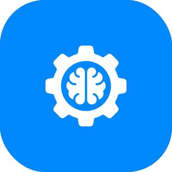 minimalista plano cerebro dentro rueda dentada icono concepto de artificial inteligencia vector