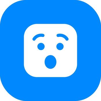 Minimalist Rounded Square Shape Surprised Face Expression Emoticon Icon vector