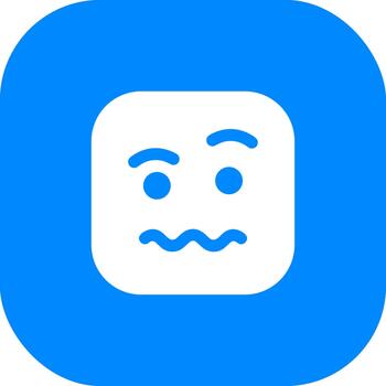 sencillo plano diseño preocupado cara emoción cuadrado forma redondeado esquina icono vector