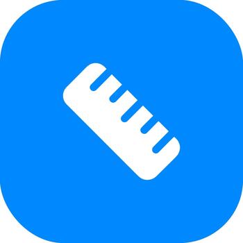 Minimalist Flat Ruler Measurement Tool Icon with Rounded Blue Background vector