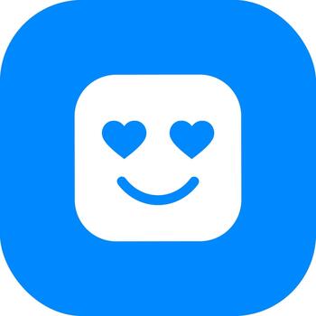 moderno sencillo corazón ojos sonriente cara expresión icono en cuadrado antecedentes vector