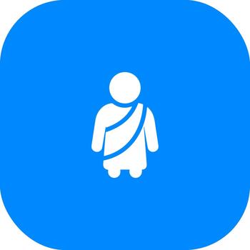 Simple Minimalist Person Monk Icon with Blue Rounded Square Background vector