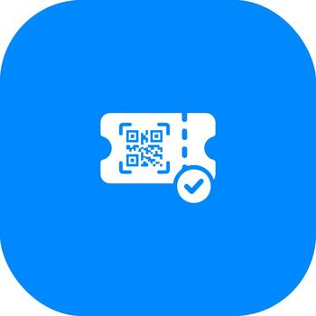 moderno plano boleto qr código validación icono con marca de verificación firmar vector