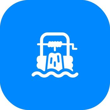 Simple Line Drawing Well Water Source Symbol on Rounded Square vector