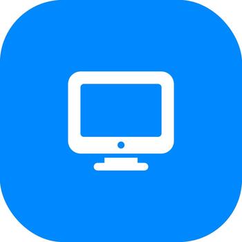 Simple Flat Style Computer Monitor Display Device Icon on Blue Background vector