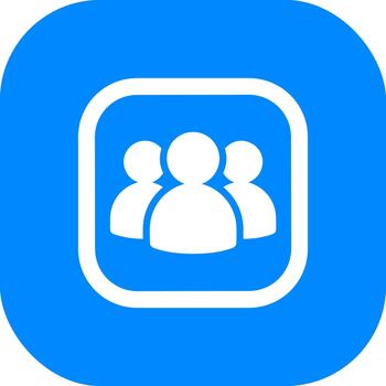 sencillo plano personas grupo icono en un redondeado cuadrado forma diseño vector