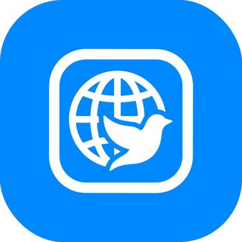 Modern Flat Style Globe and Bird Shape Icon on Square Button vector