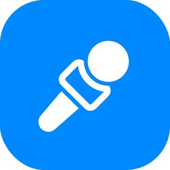 sencillo plano estilo micrófono icono en azul redondeado cuadrado antecedentes vector