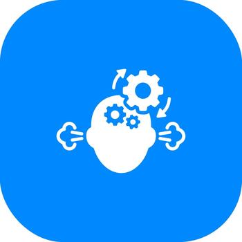 minimalista plano cabeza con engranajes pensando proceso cerebro función icono vector