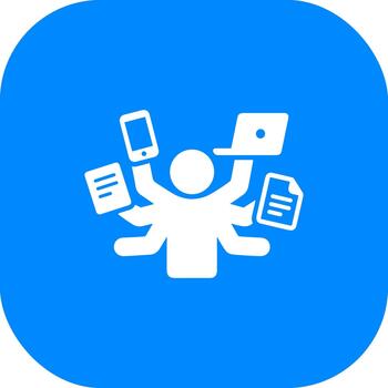Simple Isolated Multitasking Worker Manage Many Task Skill Icon Shape Design vector