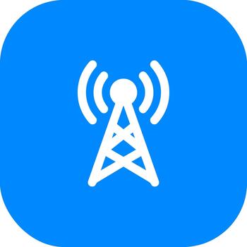 minimalista redondeado cuadrado comunicación torre inalámbrico señal radiodifusión icono vector