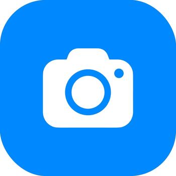 Minimalist Flat Camera Icon Symbol on Rounded Square Background vector