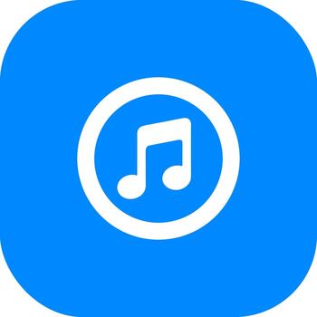 plano diseño música Nota icono en circulo en azul redondeado cuadrado vector