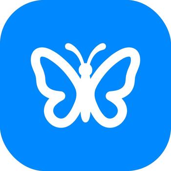 minimalista plano diseño mariposa icono en azul redondeado cuadrado antecedentes vector