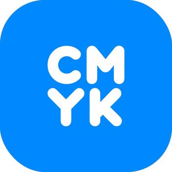 Flat Style CMYK Typography Color Model on Blue Rounded Square vector